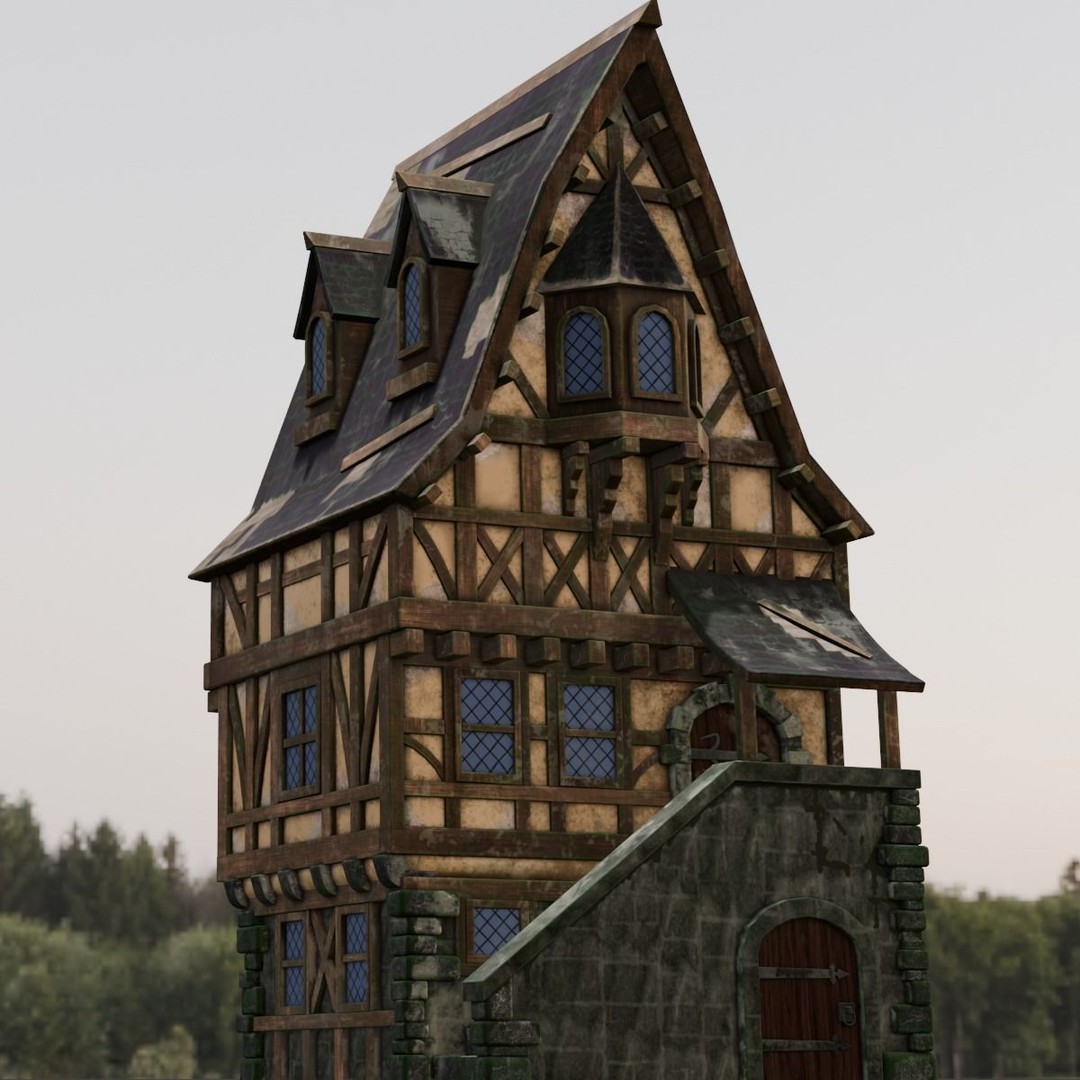 House 3D Model – Low Poly Game Asset, FBX, PBR Textures - View 14