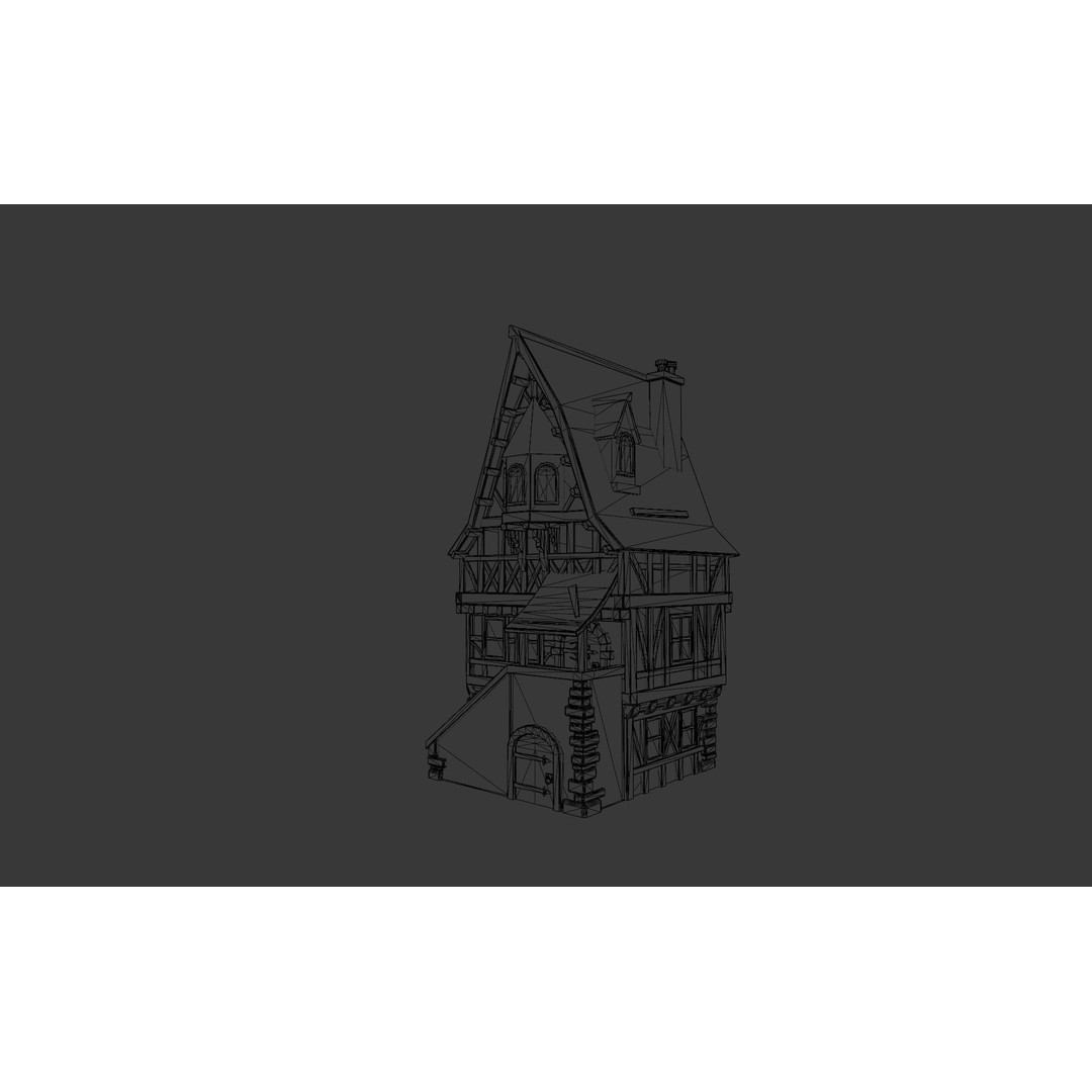 House 3D Model – Low Poly Game Asset, FBX, PBR Textures - View 15