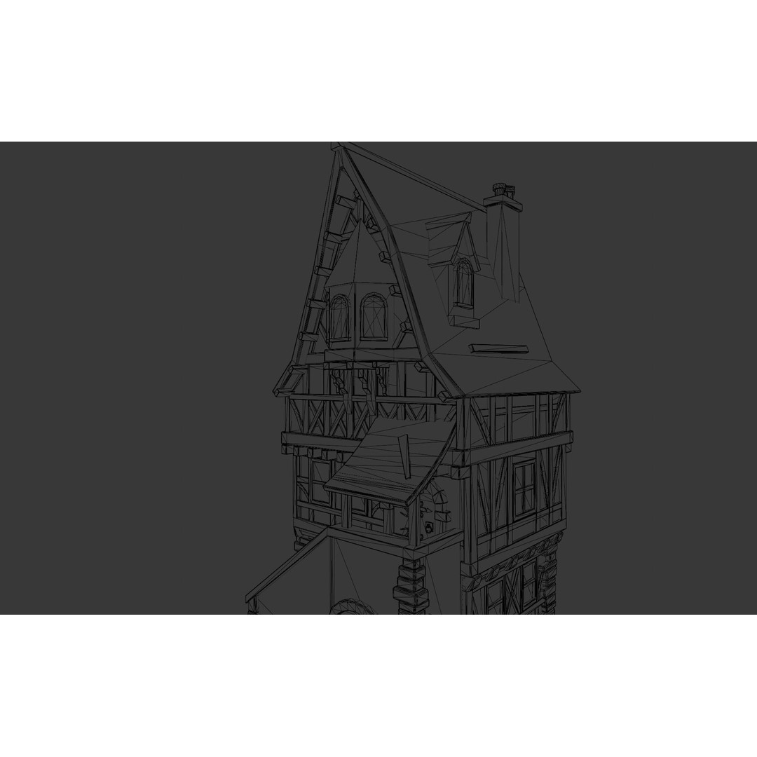 House 3D Model – Low Poly Game Asset, FBX, PBR Textures - View 16