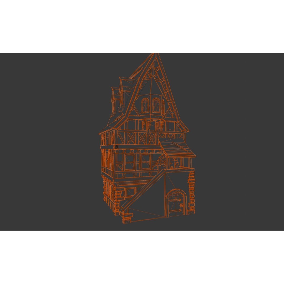 House 3D Model – Low Poly Game Asset, FBX, PBR Textures - View 18