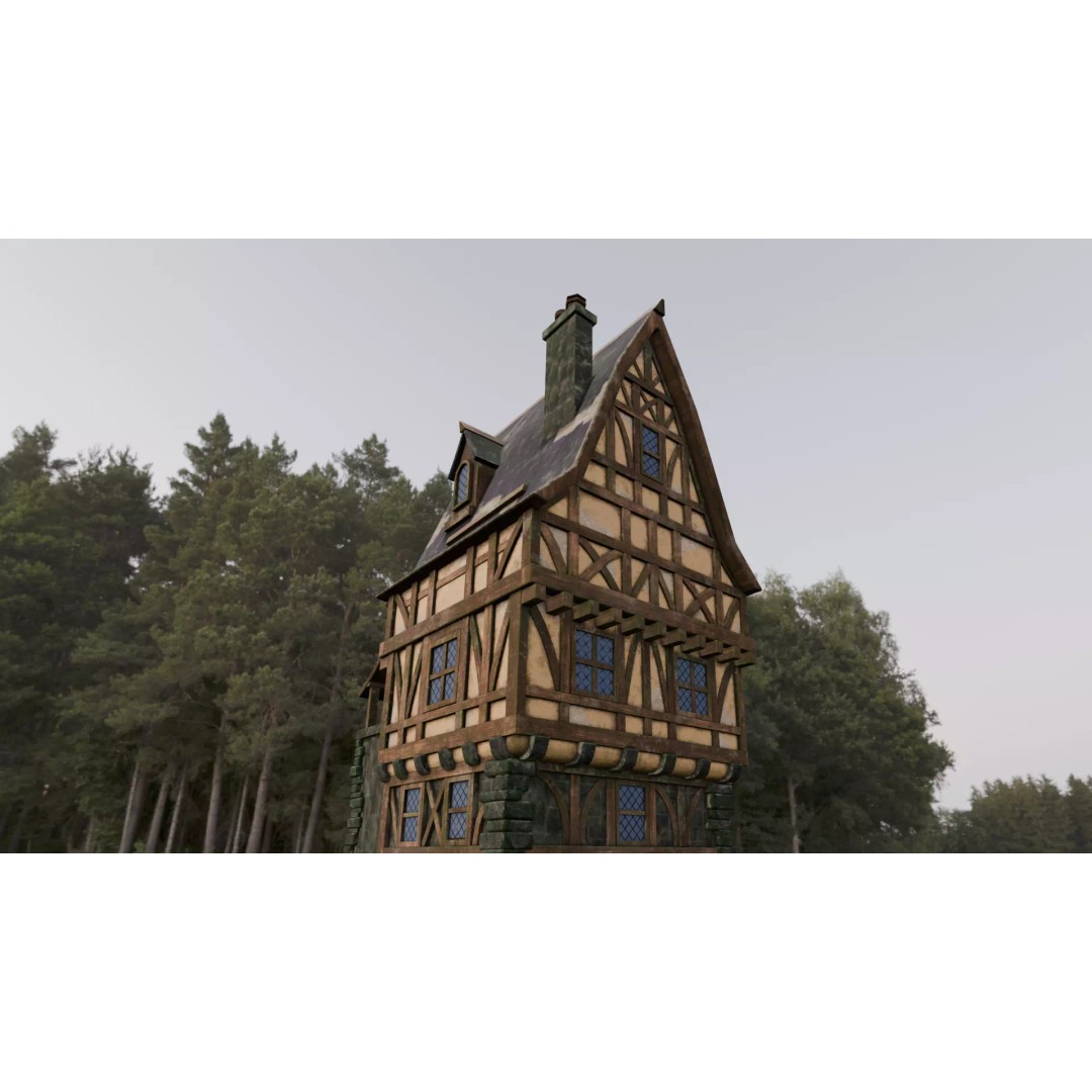 House 3D Model – Low Poly Game Asset, FBX, PBR Textures - View 2
