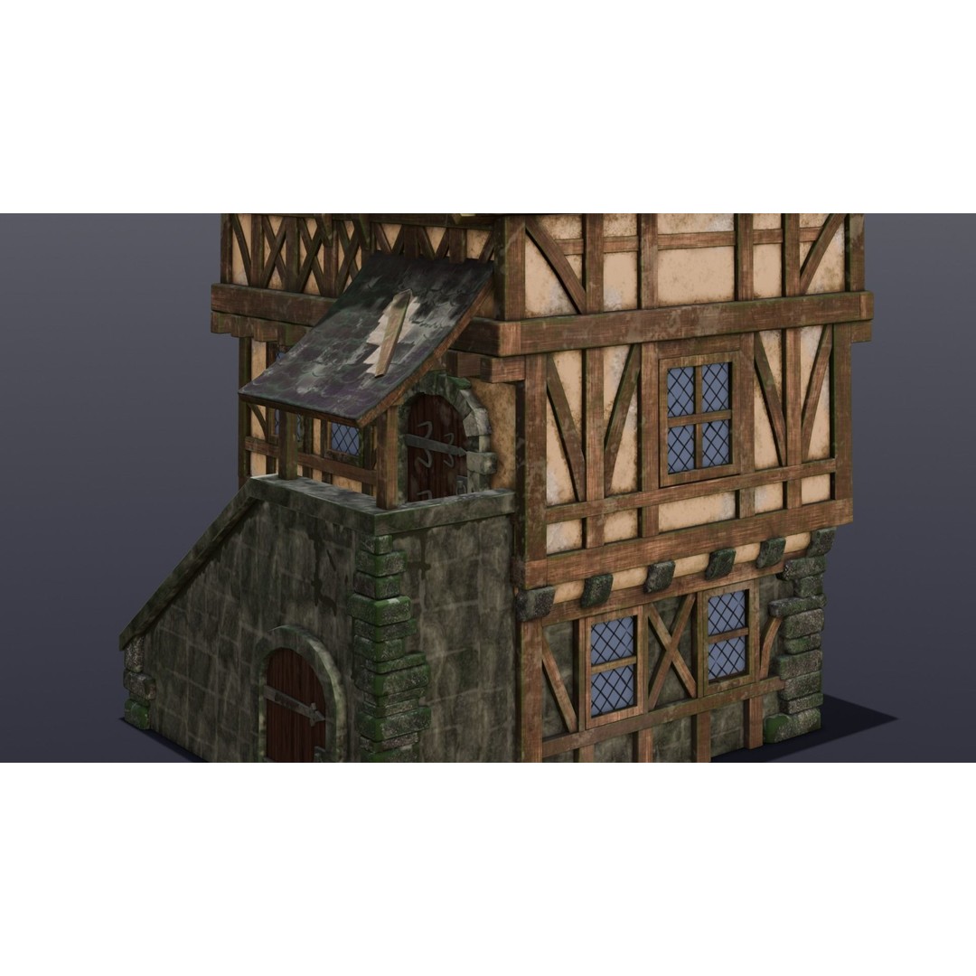House 3D Model – Low Poly Game Asset, FBX, PBR Textures - View 20