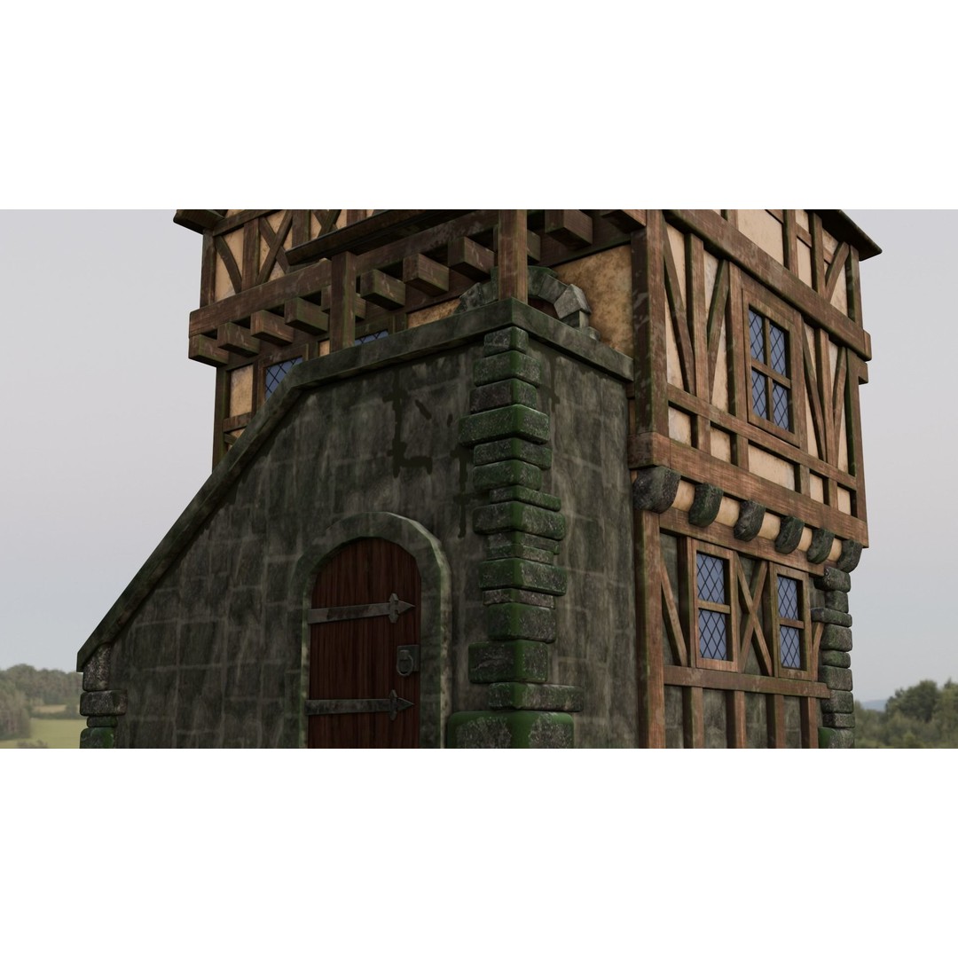 House 3D Model – Low Poly Game Asset, FBX, PBR Textures - View 3