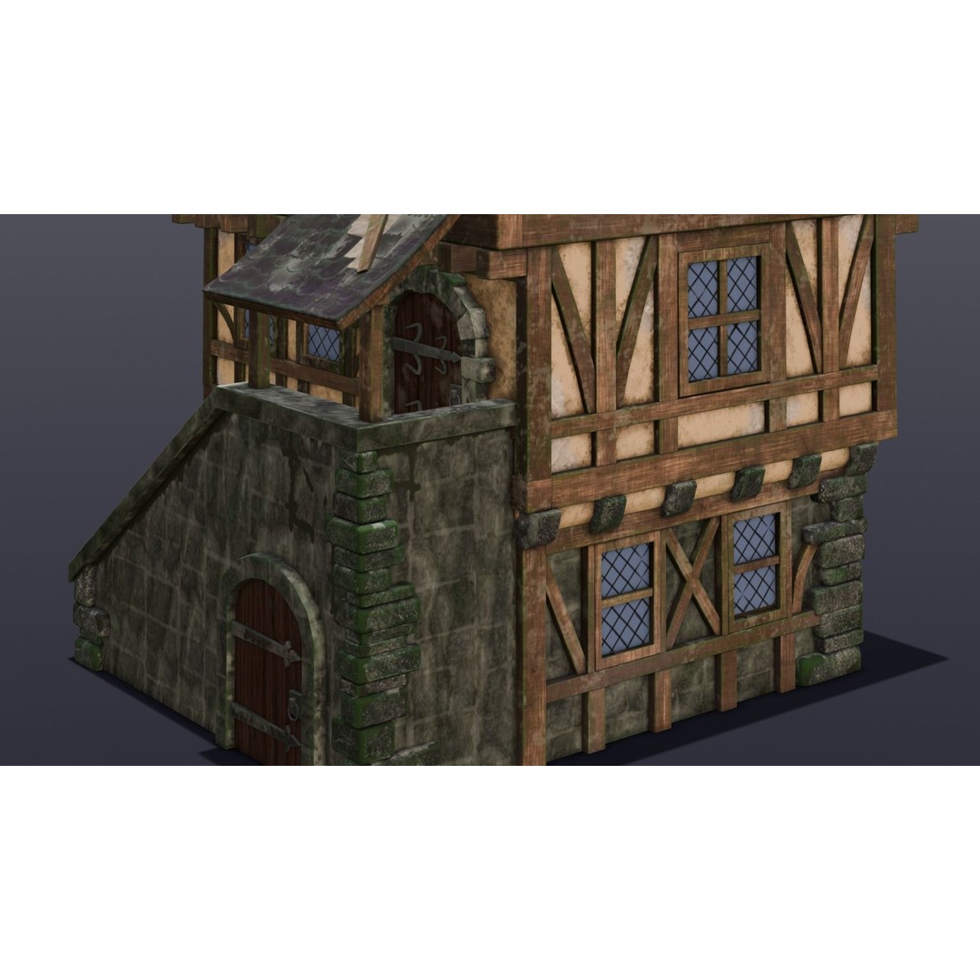 House 3D Model – Low Poly Game Asset, FBX, PBR Textures - View 5