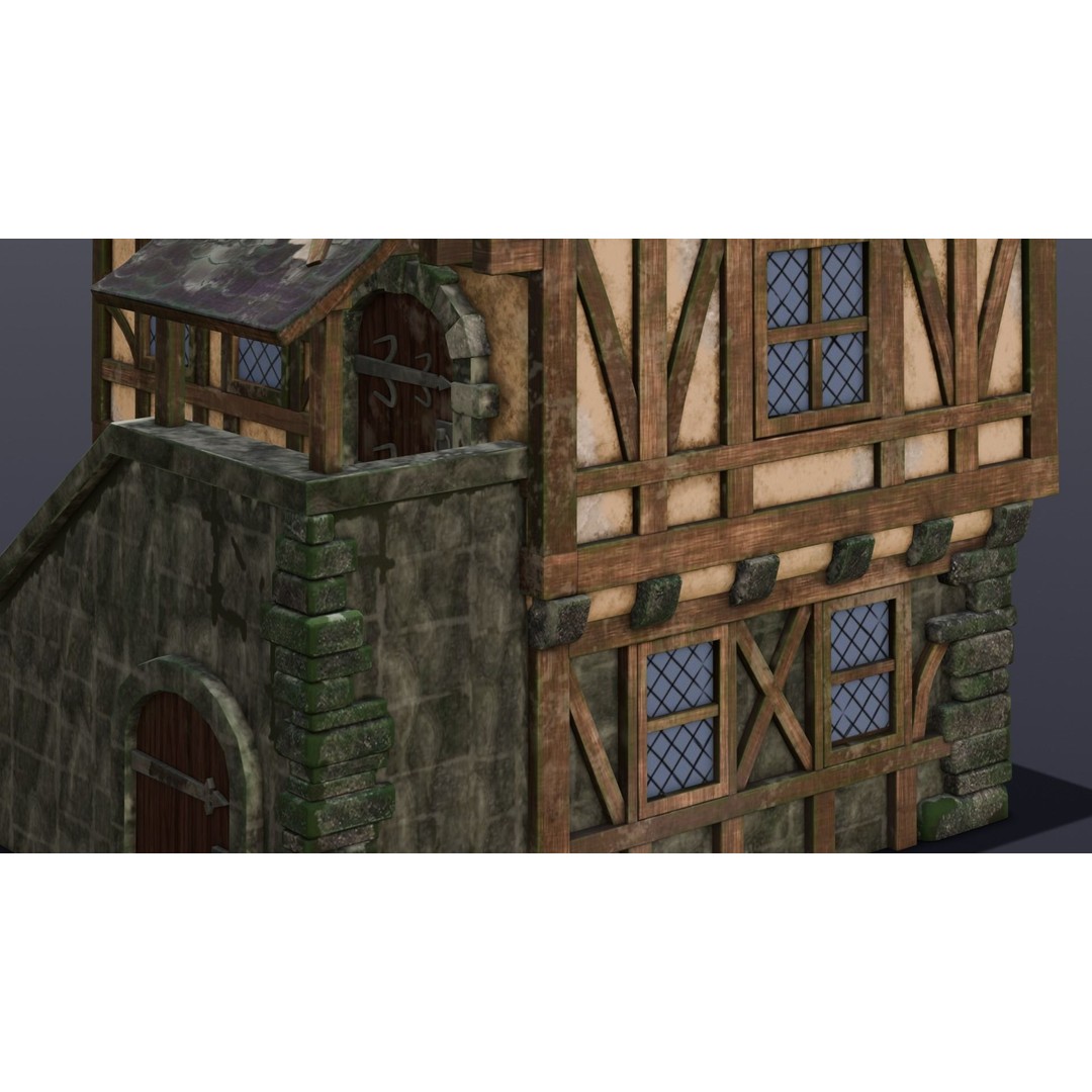 House 3D Model – Low Poly Game Asset, FBX, PBR Textures - View 6