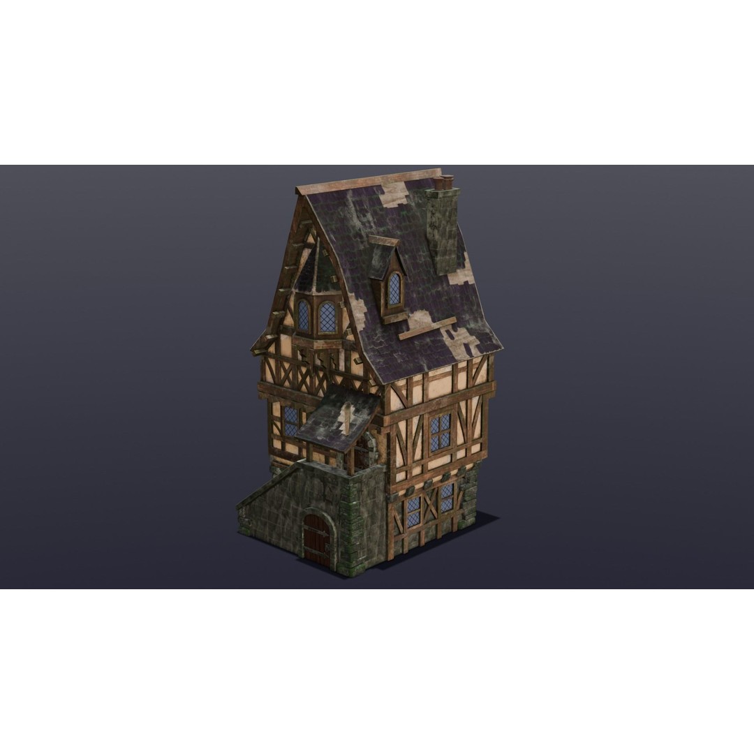 House 3D Model – Low Poly Game Asset, FBX, PBR Textures - View 8
