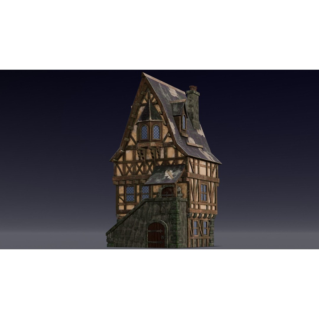 House 3D Model – Low Poly Game Asset, FBX, PBR Textures - View 9