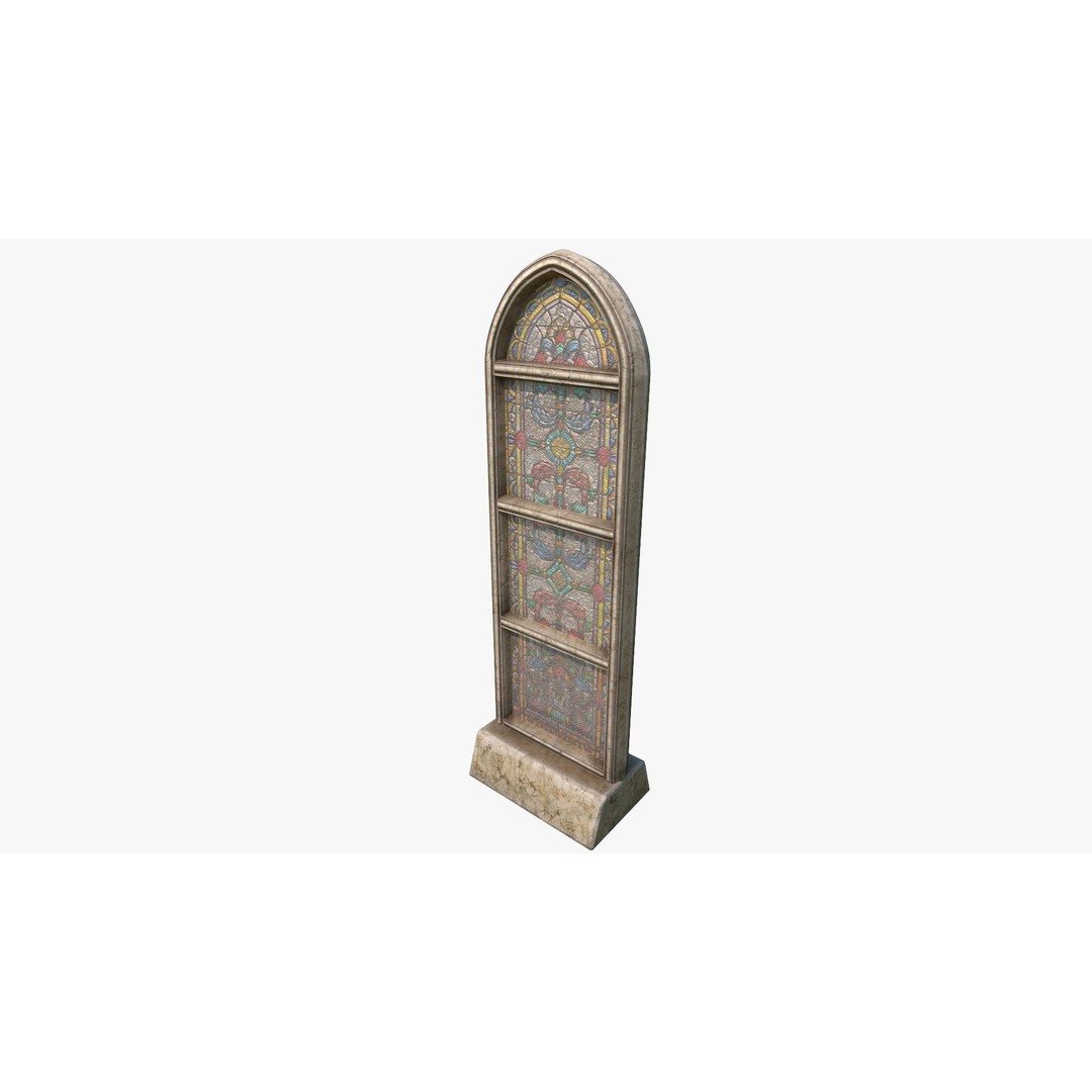 Stained Glass Window 3D Model – Low Poly Game Asset, PBR, FBX - View 21