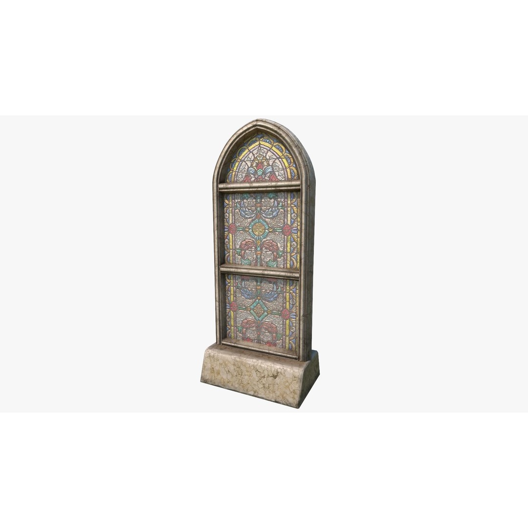 Stained Glass Window 3D Model – Low Poly Game Asset, PBR, FBX - View 22