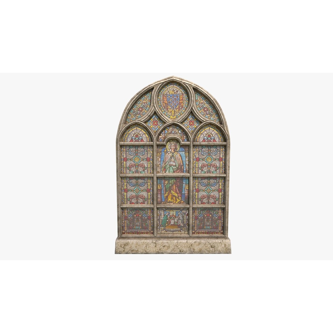Stained Glass Window 3D Model – Low Poly Game Asset, PBR, FBX - View 23