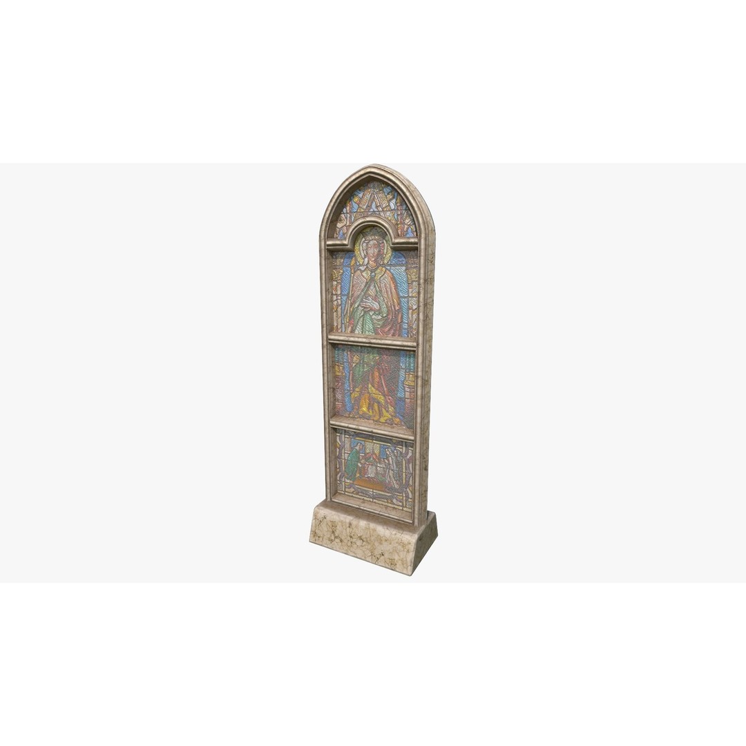Stained Glass Window 3D Model – Low Poly Game Asset, PBR, FBX - View 24
