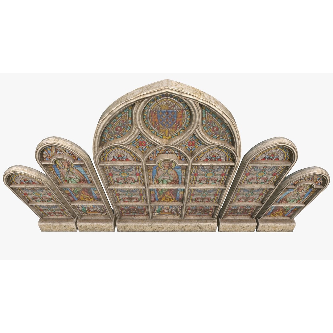 Stained Glass Window 3D Model – Low Poly Game Asset, PBR, FBX - View 5
