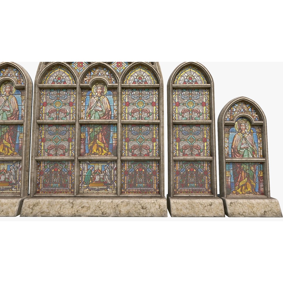 Stained Glass Window 3D Model – Low Poly Game Asset, PBR, FBX - View 7