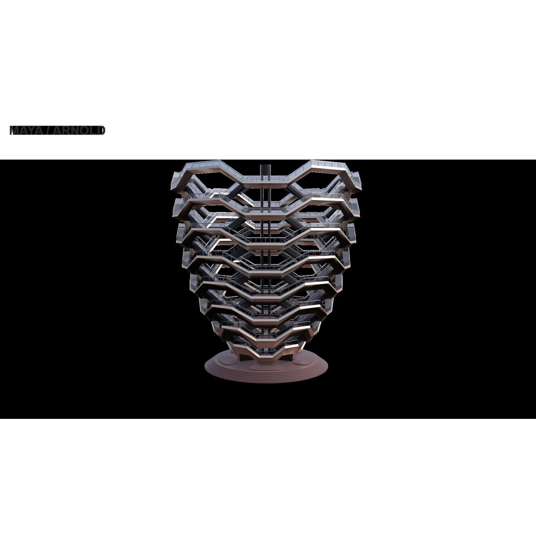 Vessel 3D Model – Architectural Sculpture, Printable .STL Format