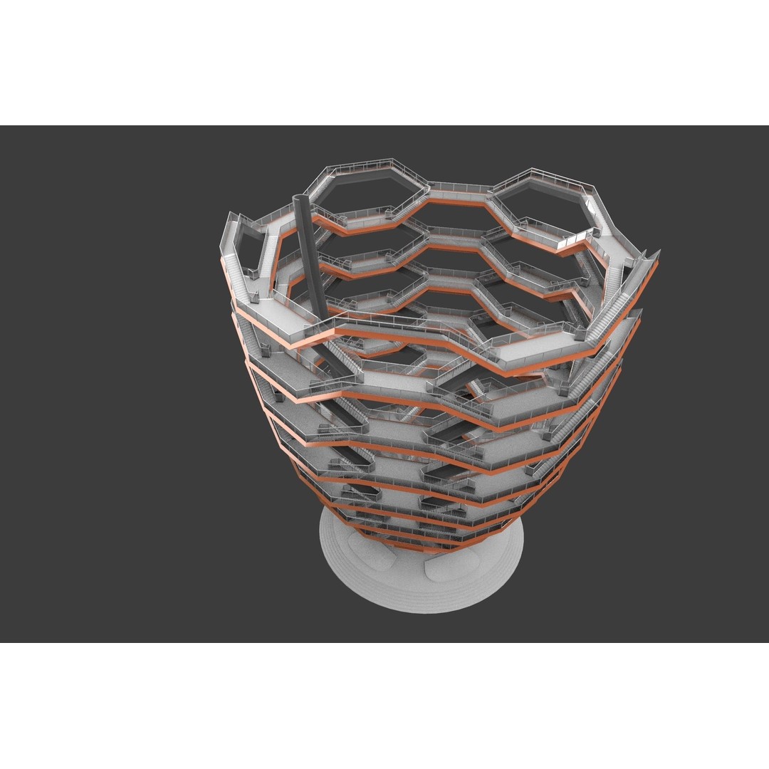Vessel 3D Model – Architectural Sculpture, Printable .STL Format - View 10