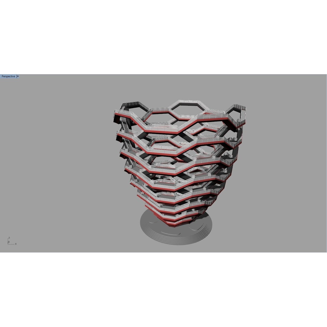 Vessel 3D Model – Architectural Sculpture, Printable .STL Format - View 12