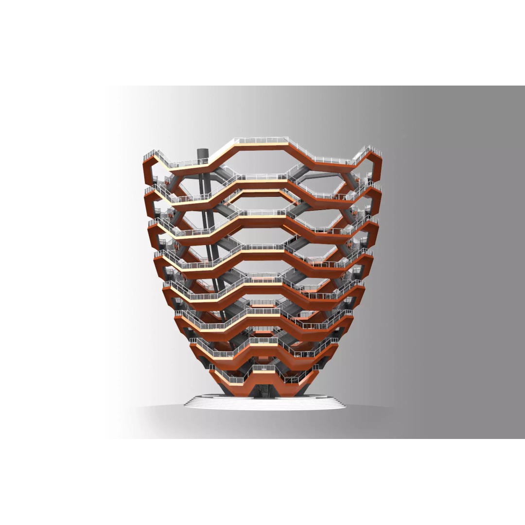 Vessel 3D Model – Architectural Sculpture, Printable .STL Format - View 2