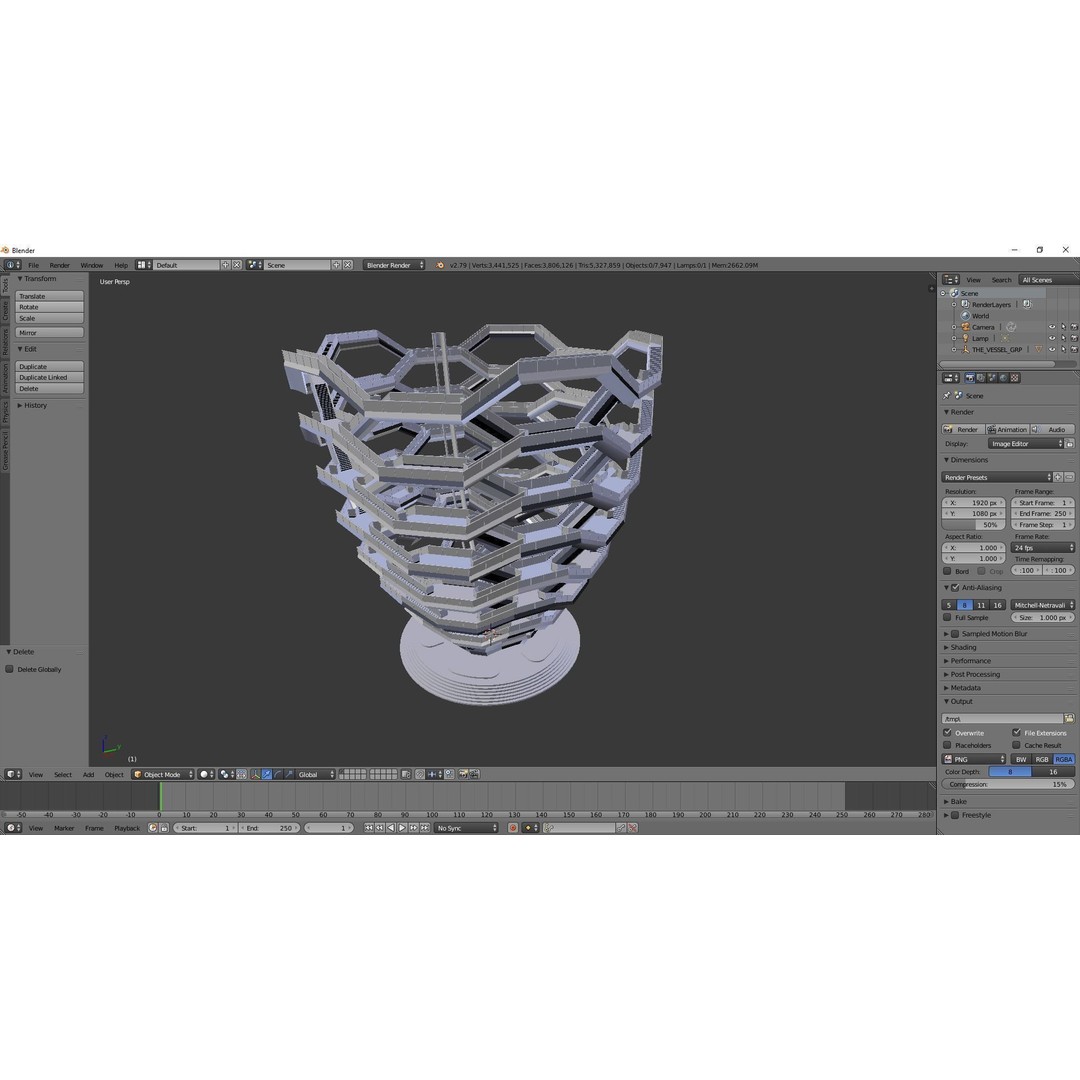 Vessel 3D Model – Architectural Sculpture, Printable .STL Format - View 26