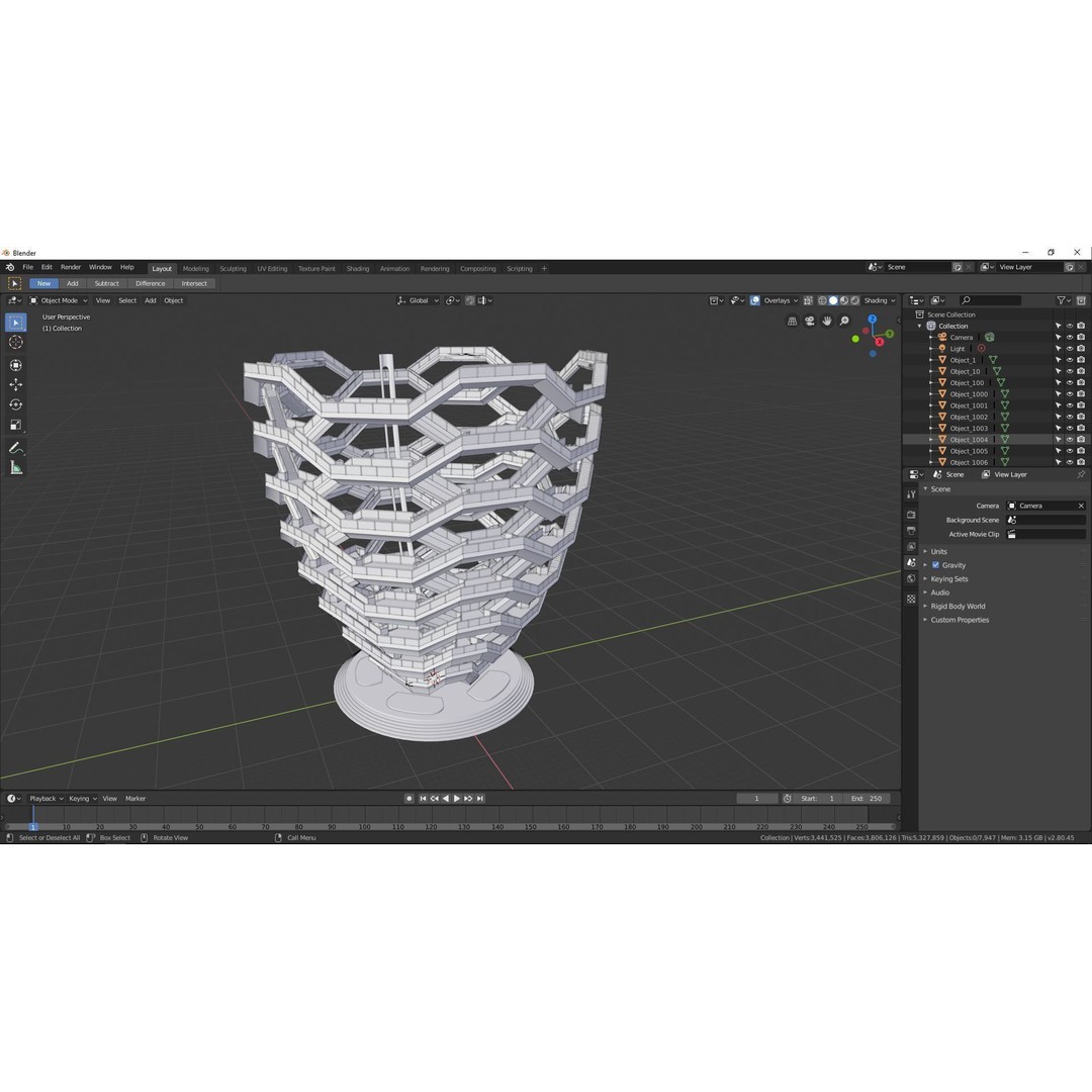 Vessel 3D Model – Architectural Sculpture, Printable .STL Format - View 28