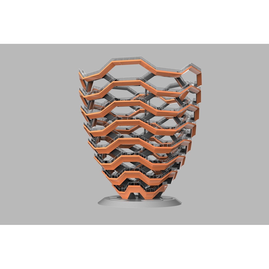 Vessel 3D Model – Architectural Sculpture, Printable .STL Format - View 3