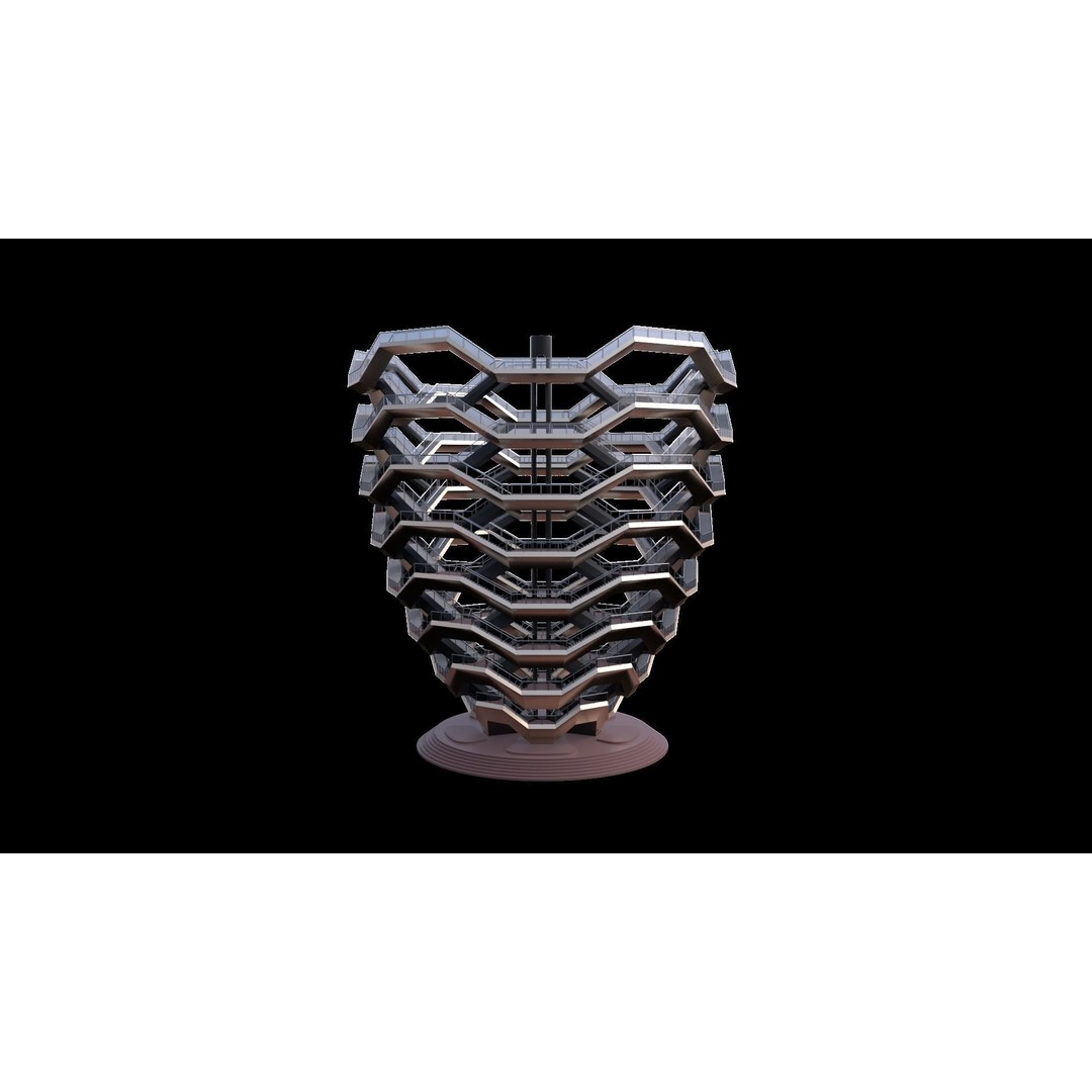 Vessel 3D Model – Architectural Sculpture, Printable .STL Format - View 30
