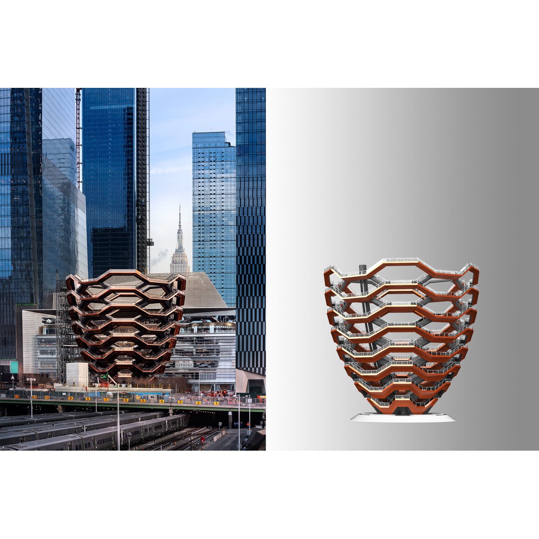 Vessel 3D Model – Architectural Sculpture, Printable .STL Format - View 4