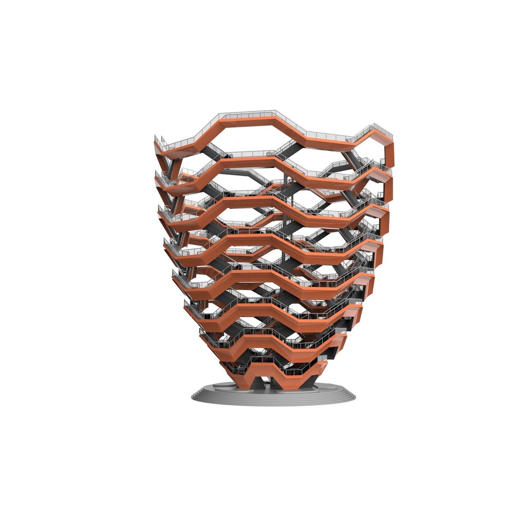 Vessel 3D Model – Architectural Sculpture, Printable .STL Format - View 7