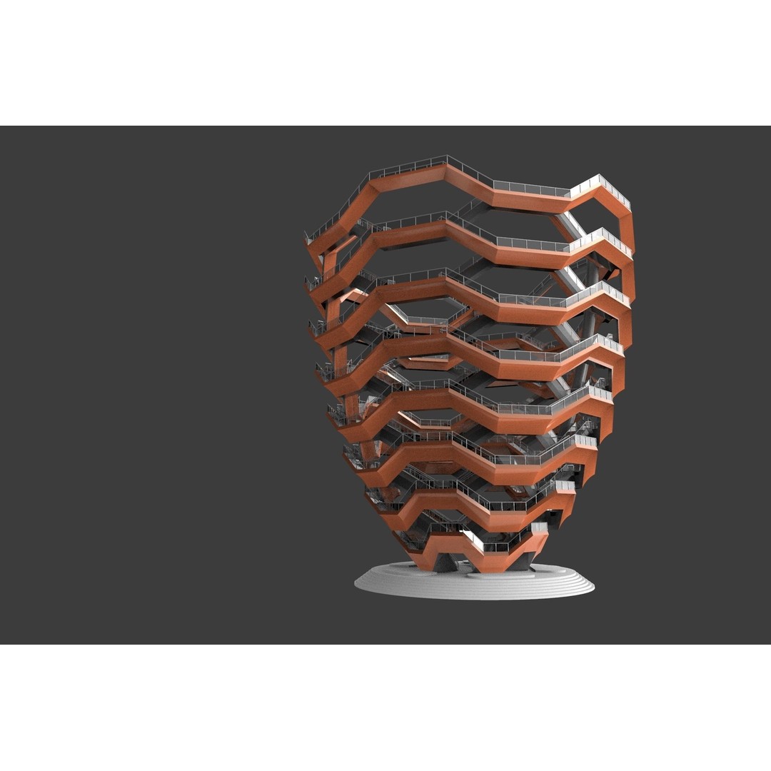 Vessel 3D Model – Architectural Sculpture, Printable .STL Format - View 8