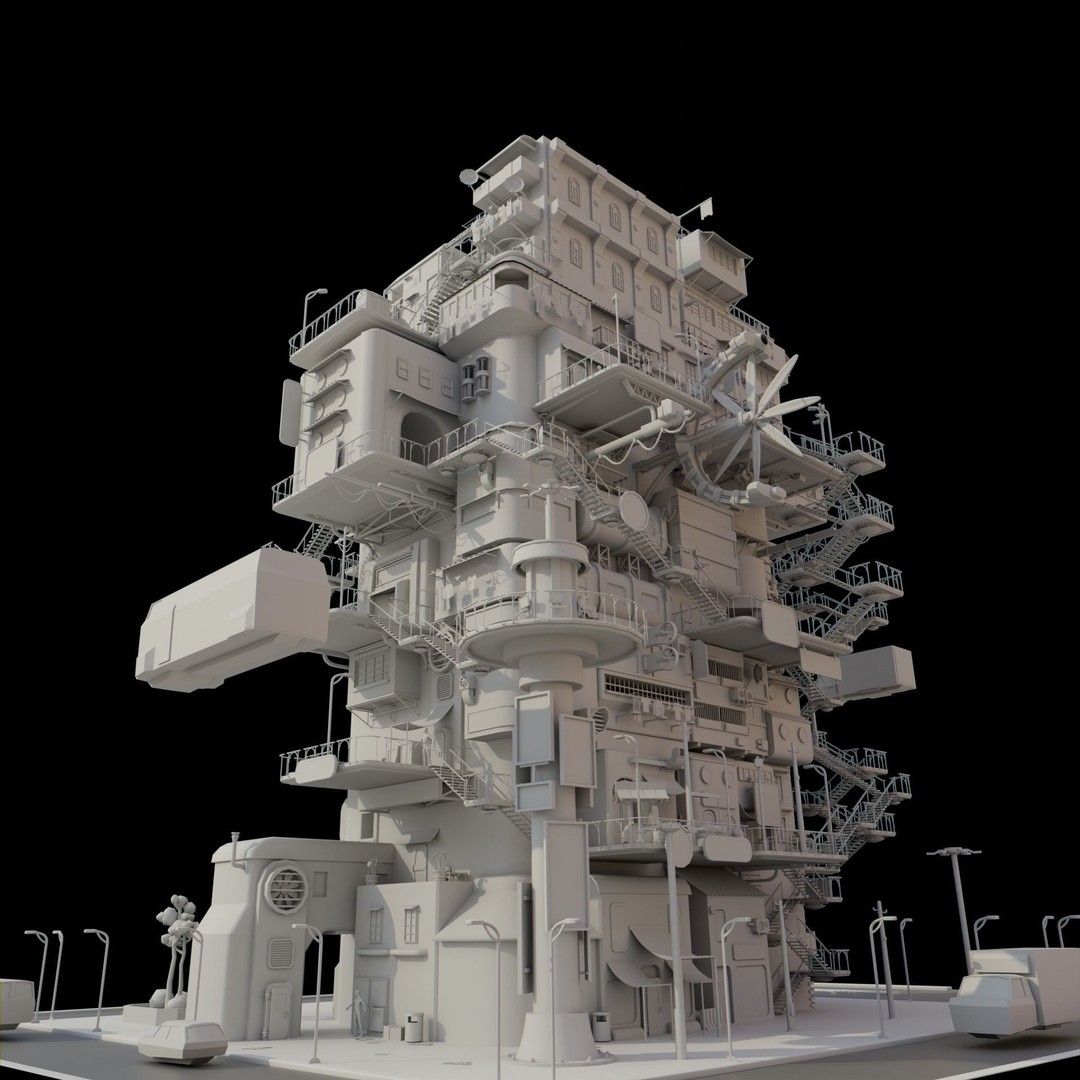 Cyberpunk City 3D Model – Low Poly Architectural Asset, FBX & Blender - View 3