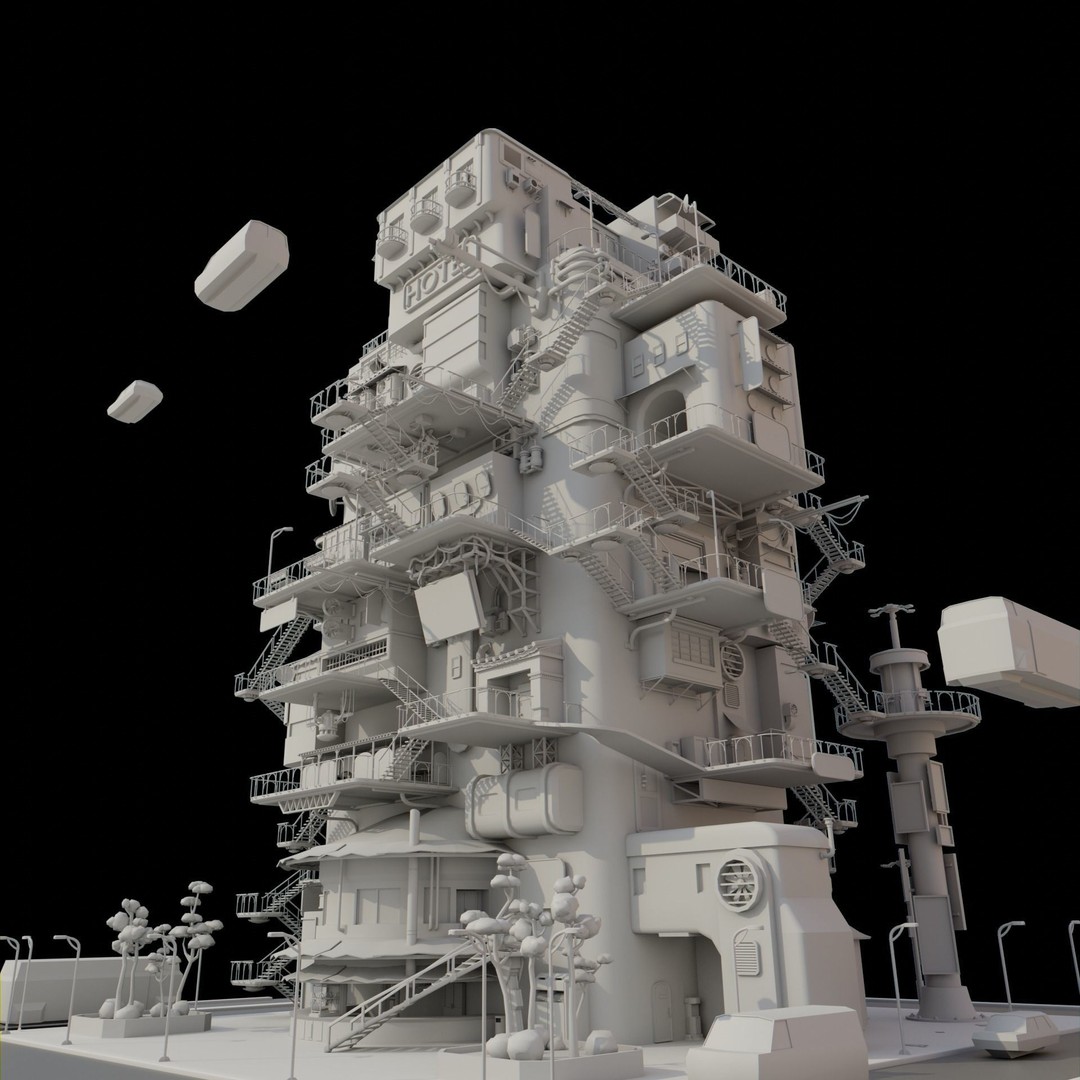 Cyberpunk City 3D Model – Low Poly Architectural Asset, FBX & Blender - View 5