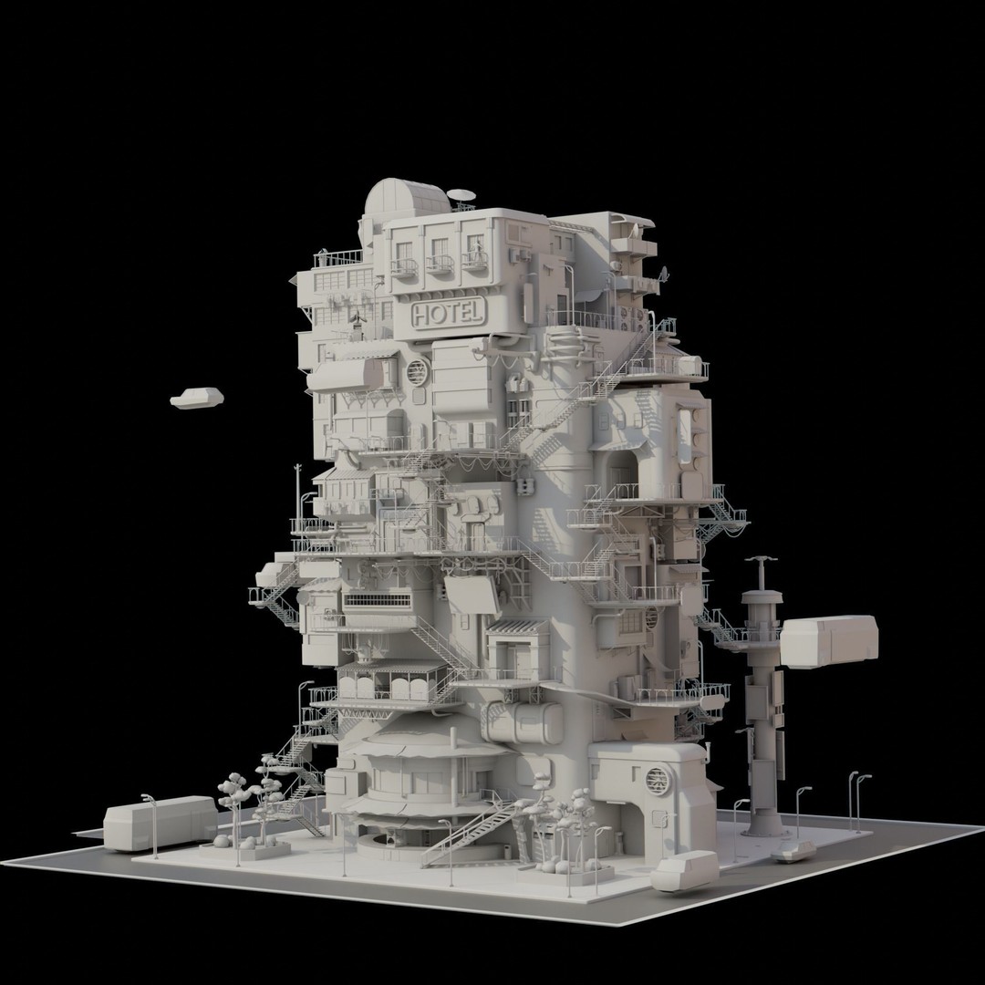 Cyberpunk City 3D Model – Low Poly Architectural Asset, FBX & Blender - View 6