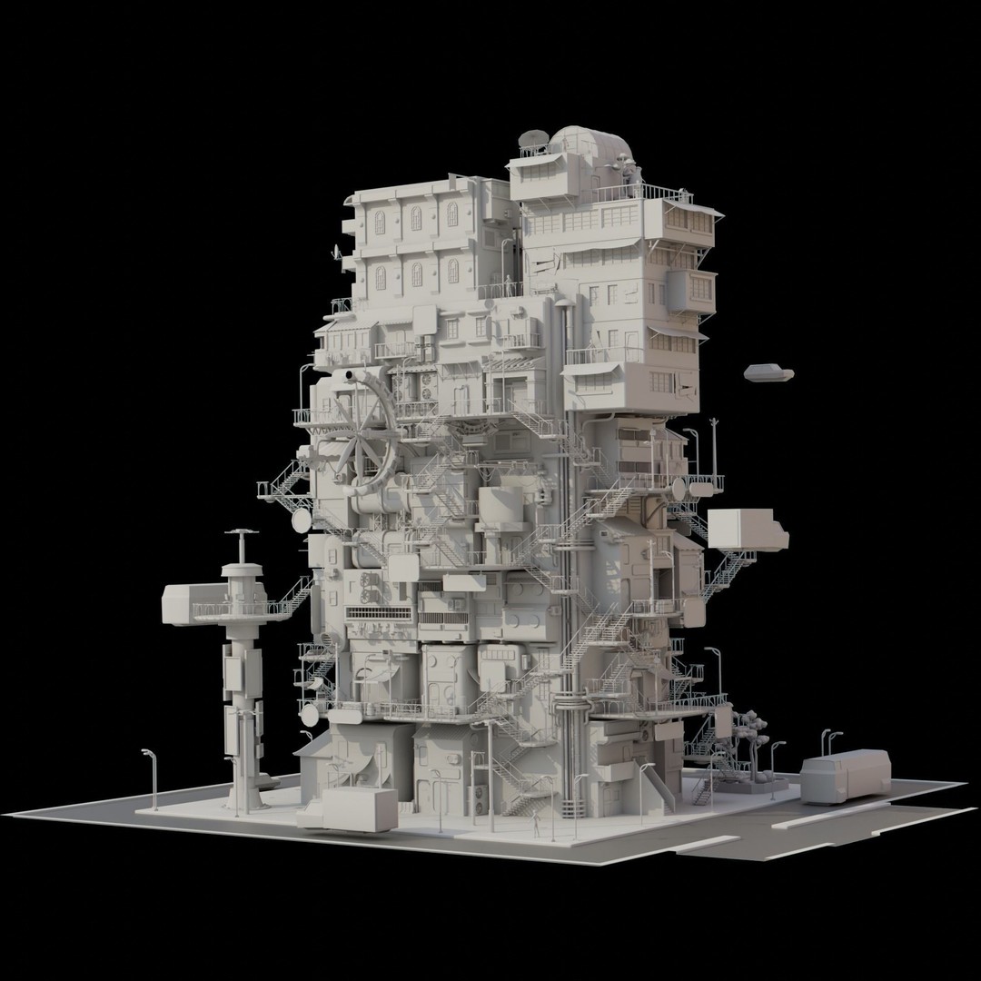 Cyberpunk City 3D Model – Low Poly Architectural Asset, FBX & Blender - View 7