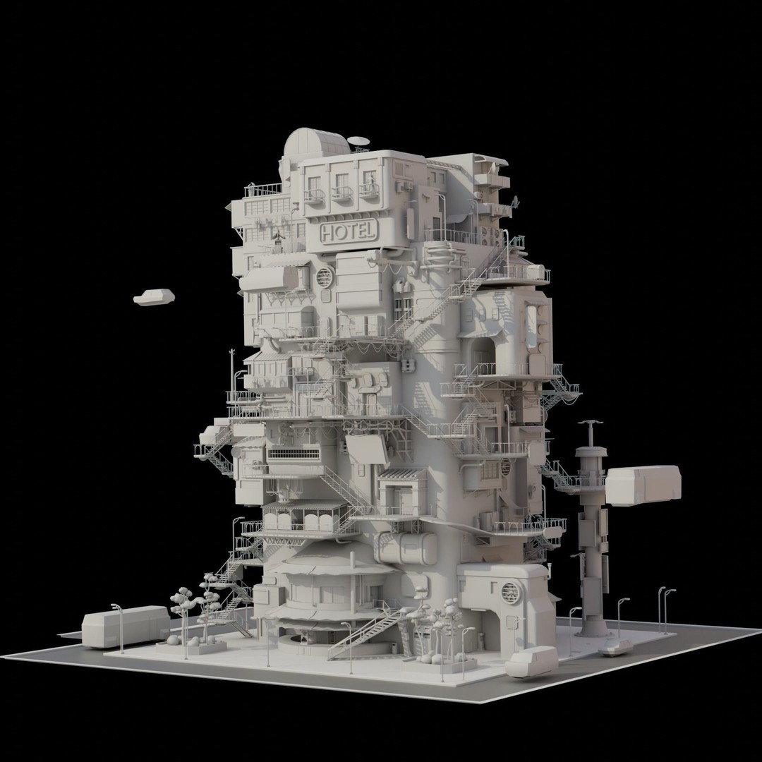 Cyberpunk City 3D Model – Low Poly Architectural Asset, FBX & Blender - View 8