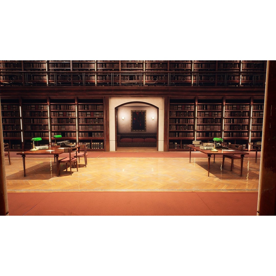 Library 3D Model – Low Poly Game Asset with PBR Textures