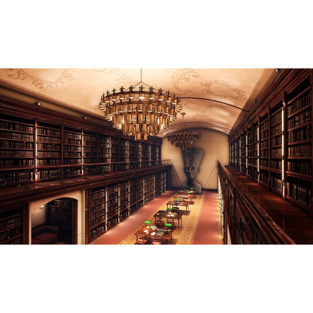 Library 3D Model – Low Poly Game Asset with PBR Textures - View 10
