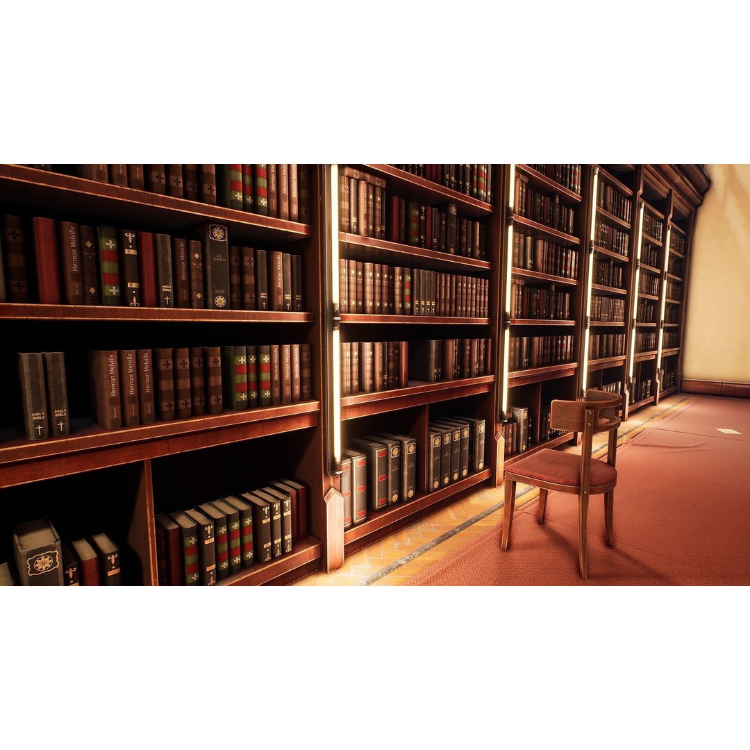 Library 3D Model – Low Poly Game Asset with PBR Textures - View 12