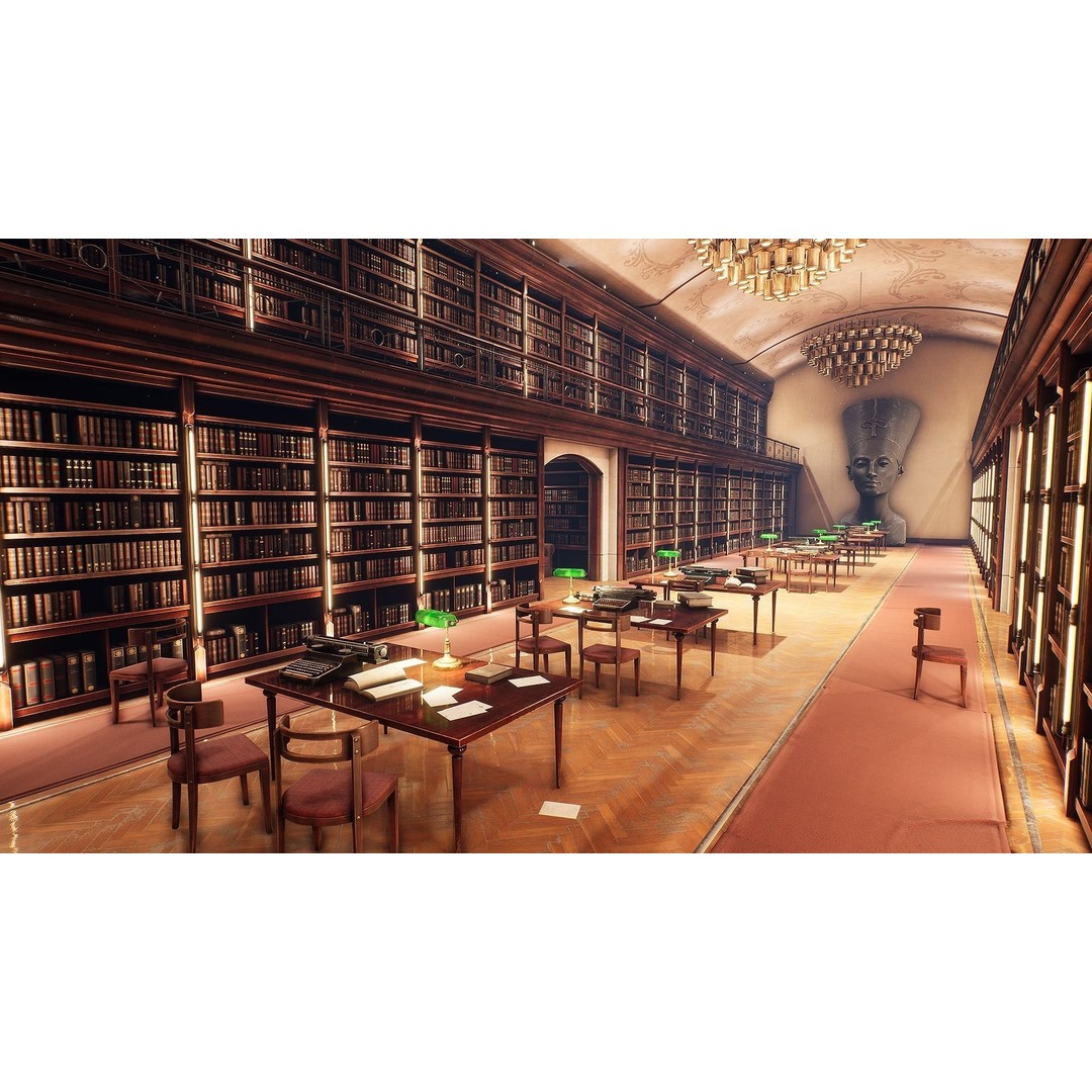 Library 3D Model – Low Poly Game Asset with PBR Textures - View 14