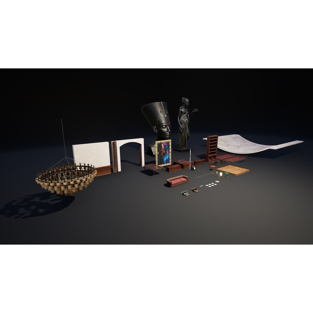 Library 3D Model – Low Poly Game Asset with PBR Textures - View 22