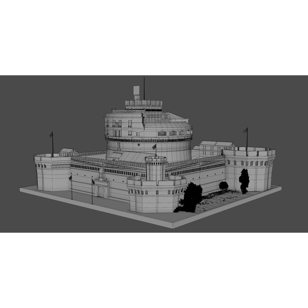 Castel Sant Angelo 3D Model – Medieval Architectural Landmark, FBX, OBJ, Blender - View 13