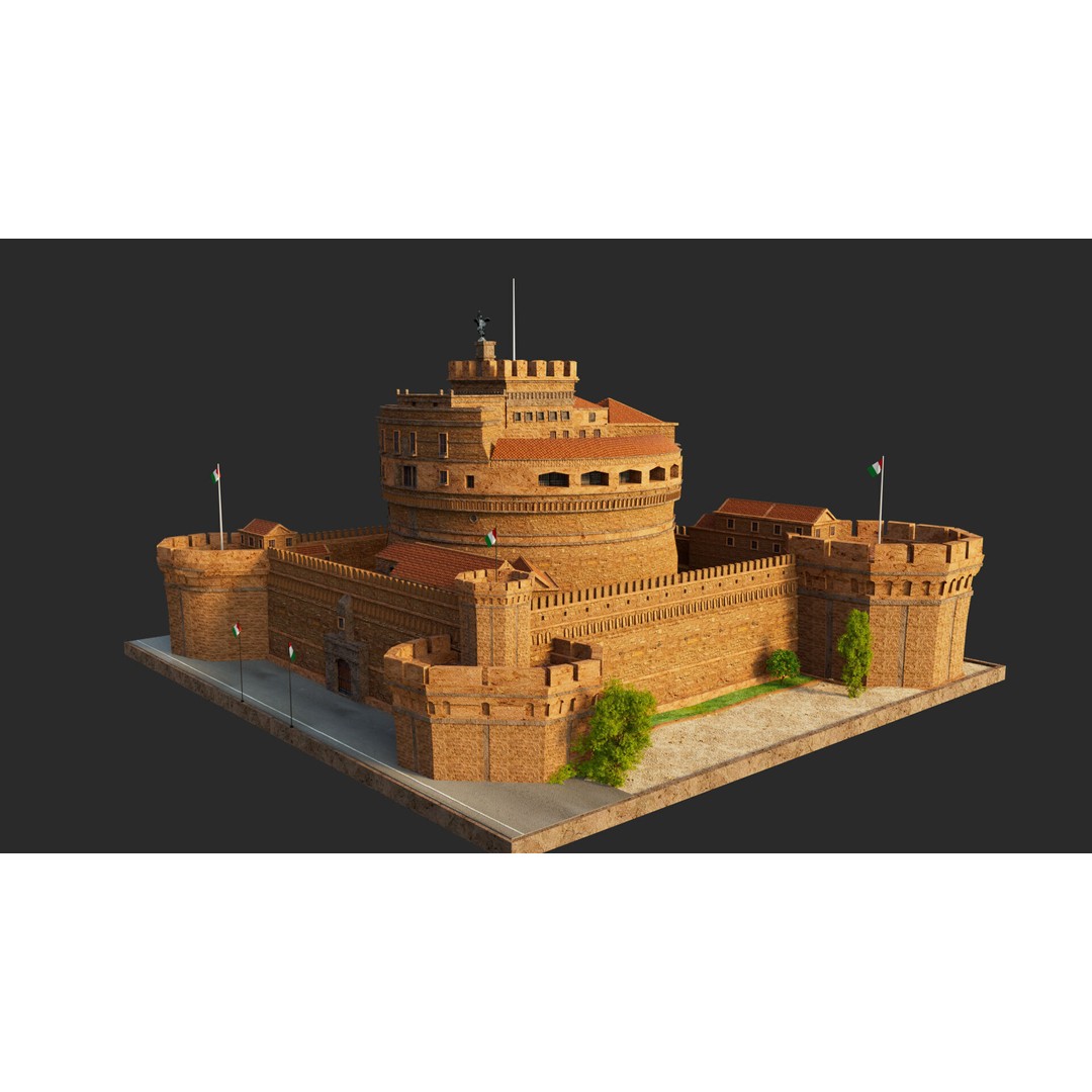 Castel Sant Angelo 3D Model – Medieval Architectural Landmark, FBX, OBJ, Blender - View 7