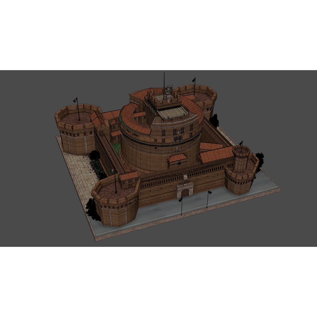 Castel Sant Angelo 3D Model – Medieval Architectural Landmark, FBX, OBJ, Blender - View 9