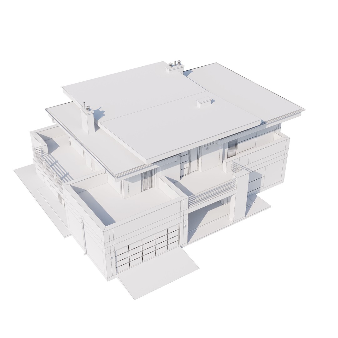 Modern House 3D Model – Architectural Mansion with PBR Textures, FBX