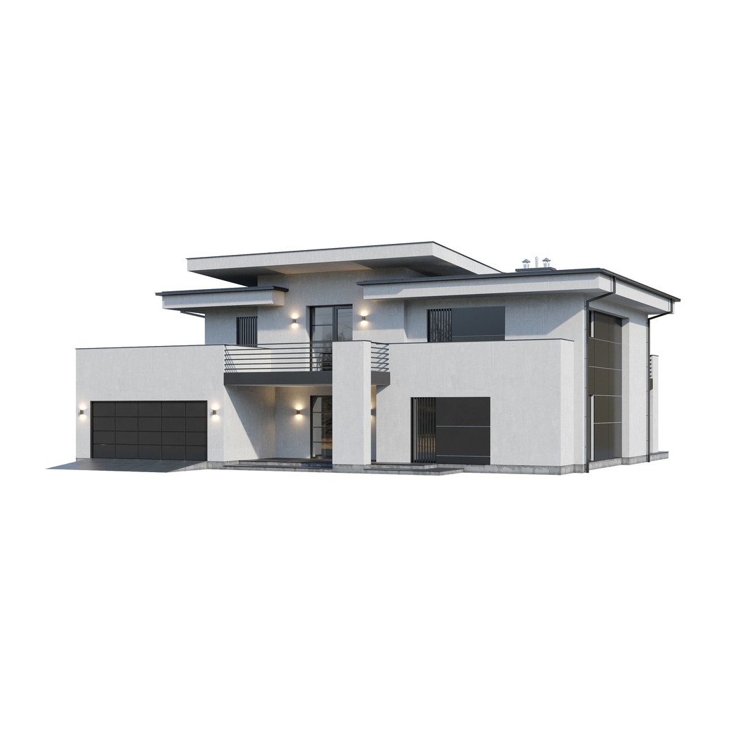 Modern House 3D Model – Architectural Mansion with PBR Textures, FBX - View 10