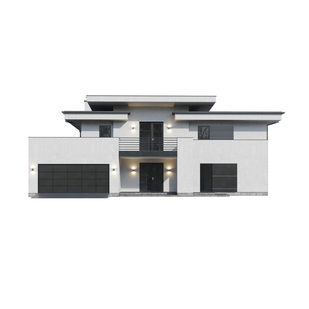 Modern House 3D Model – Architectural Mansion with PBR Textures, FBX - View 11
