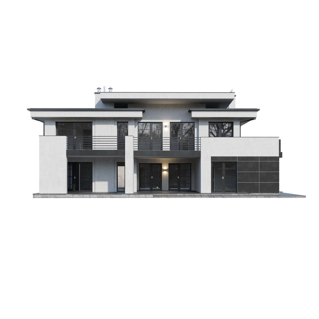 Modern House 3D Model – Architectural Mansion with PBR Textures, FBX - View 13