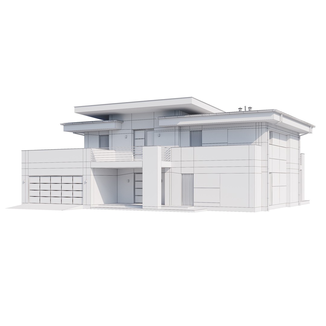 Modern House 3D Model – Architectural Mansion with PBR Textures, FBX - View 19