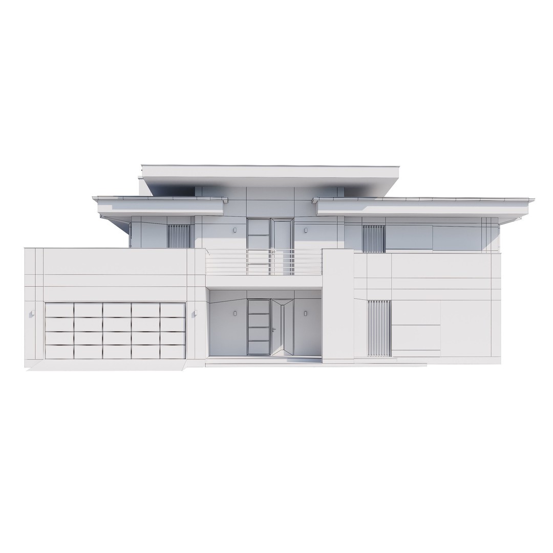 Modern House 3D Model – Architectural Mansion with PBR Textures, FBX - View 20