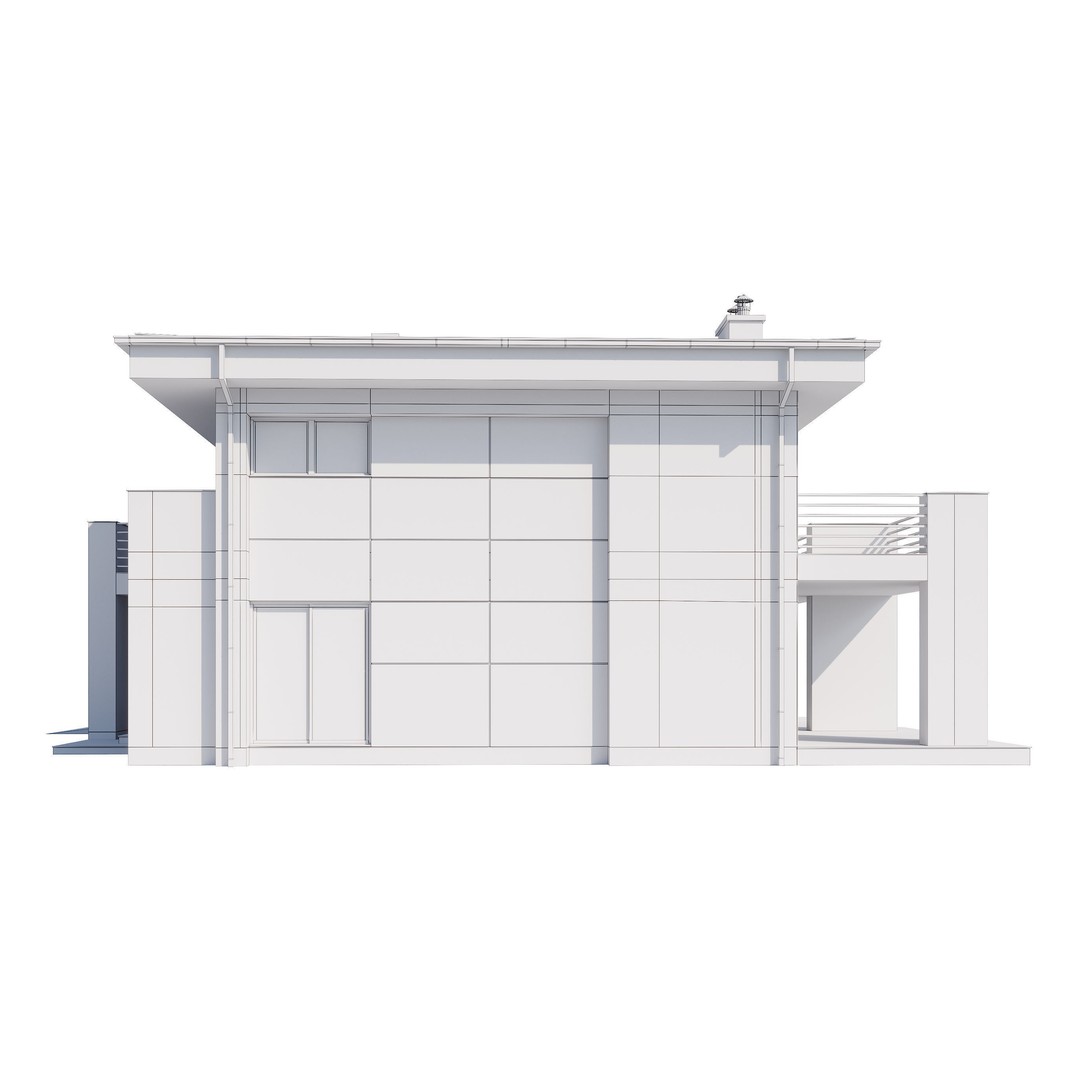 Modern House 3D Model – Architectural Mansion with PBR Textures, FBX - View 21