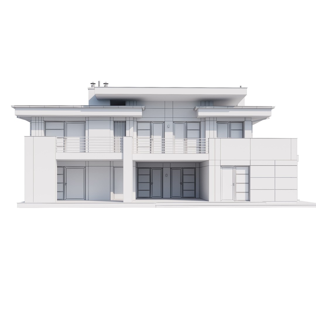 Modern House 3D Model – Architectural Mansion with PBR Textures, FBX - View 22