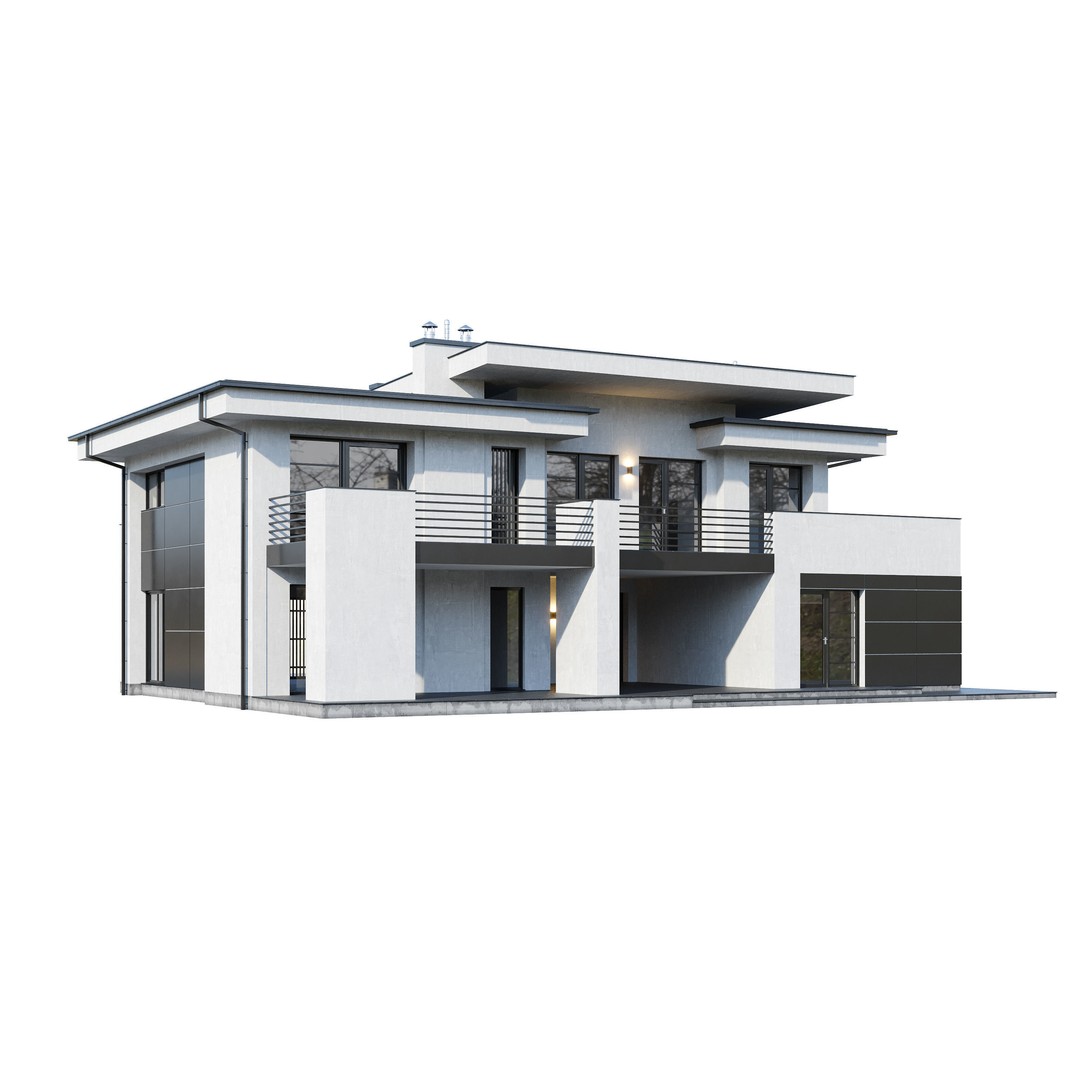 Modern House 3D Model – Architectural Mansion with PBR Textures, FBX - View 3